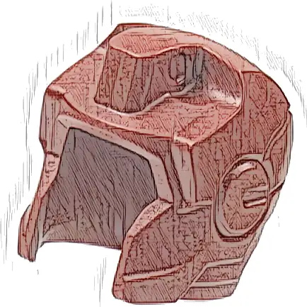 Minifigure, Headgear Helmet Space with Open Face and Large Top Hinge, with Straight Cheeks (Iron Man)