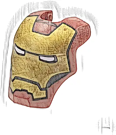 Minifigure, Visor Top Hinge Large with Gold Face Shield, White Eyes, Black Trim on Cheeks Pattern