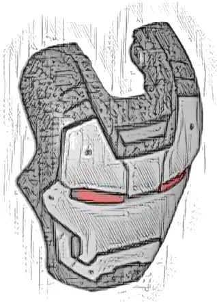 Minifigure, Visor Top Hinge Large with Light Bluish Gray Face Shield, Red Eyes, Black Trim on Cheeks Pattern