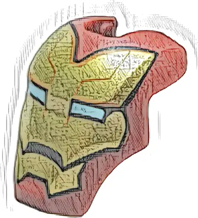 Minifigure, Visor Top Hinge Large with Gold Face Shield, Metallic Light Blue Eyes, Dark Orange Angled Forehead Lines Pattern