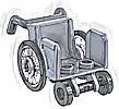 Minifigure, Utensil Wheelchair with Open Sides and High Arm Rests with Trans-Clear Wheelchair Wheels with Technic Pin Hole and Black Trolley Wheels (80440 / 80441pb01 / 2496)