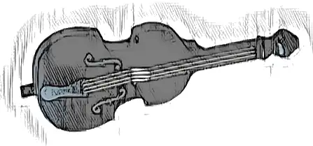Minifigure, Utensil Musical Instrument, Double Bass with Light Bluish Gray Tailpiece and F Holes and Silver Strings Pattern
