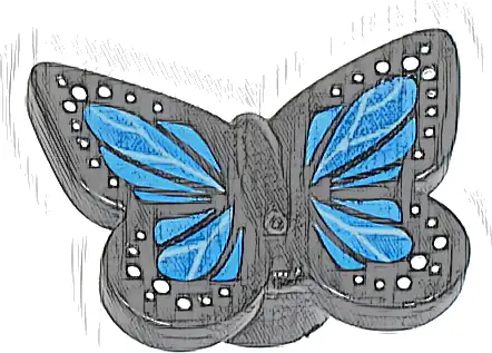 Butterfly with Stud Holder with Blue Wings and White Spots Pattern