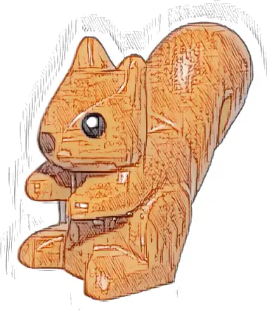 Squirrel with Dark Brown Nose and Black Eyes with White Pupils Pattern