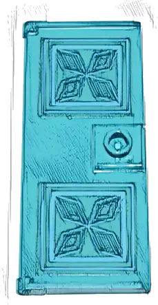 Door 1 x 3 x 6 with Stud Handle with Medium Azure Square Panels with Diamonds Pattern (Stickers) - Set 43224