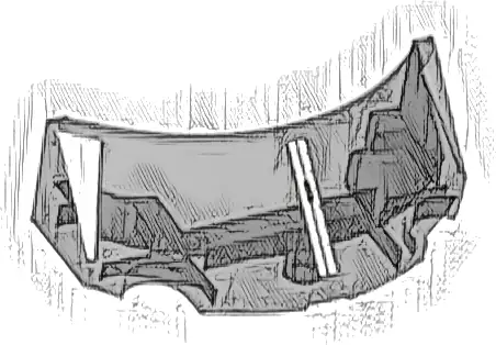 Windscreen 2 x 4 x 1 Curved with White and Silver Window Frame Outline Pattern