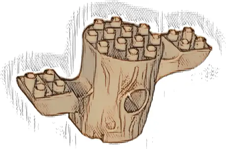 Duplo, Plant Tree Trunk 4 x 10 x 4 with Open Back and 2 Large Branches