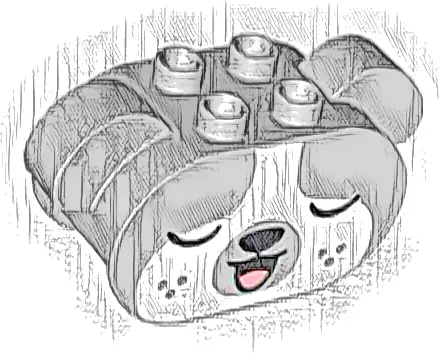 Duplo, Brick 2 x 6 x 2 1/2 Oval Ends, Rounded Ears on Sides with Black Nose, Coral Tongue, White Face with Whiskers, and Open Eyes / Closed Eyes Pattern