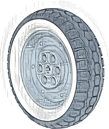 Wheel 62.3mm D. x 20.3mm Motorcycle with Molded White Wall Outer Rim Pattern with Black Tire 75.1mm D. x 20mm Motorcycle (84772pb01 / 80542)