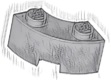 Brick, Round Corner 2 x 2 Macaroni with Stud Notch and Reinforced Underside