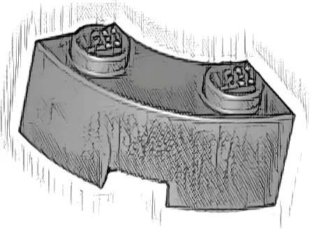 Brick, Round Corner 2 x 2 Macaroni with Stud Notch and Reinforced Underside