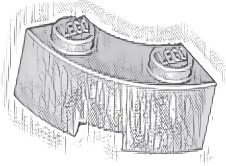 Brick, Round Corner 2 x 2 Macaroni with Stud Notch and Reinforced Underside