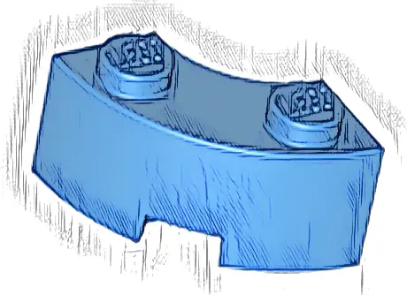 Brick, Round Corner 2 x 2 Macaroni with Stud Notch and Reinforced Underside