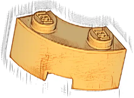 Brick, Round Corner 2 x 2 Macaroni with Stud Notch and Reinforced Underside