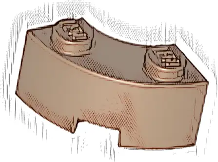 Brick, Round Corner 2 x 2 Macaroni with Stud Notch and Reinforced Underside