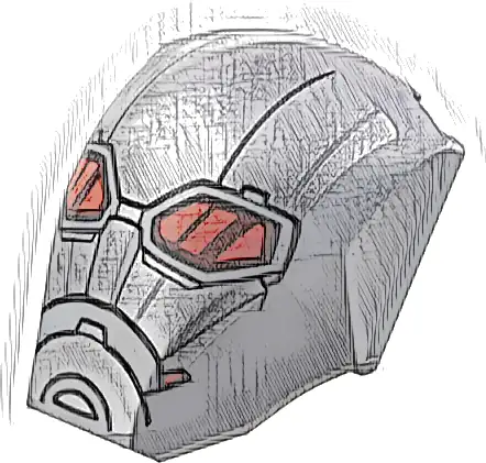 Large Figure Armor, Smooth with 2 x 2 Round Brick Attachment with Silver Armor Plates, Glasses with Red Lenses and Dark Red Reflections, Black Lines on Forehead (Ant-Man Head)