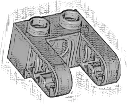 Technic, Brick 1 x 2 with Hole and Dual Liftarm Extensions