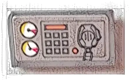 Slope 30 1 x 2 x 2/3 with White Gauges, Buttons, Orange Bar, and Radio on Silver Background Pattern (Sticker) - Set 60004