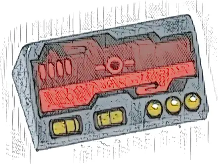 Slope 30 1 x 2 x 2/3 with Dark Red Horizon Screen and Gold Switches and Buttons Pattern