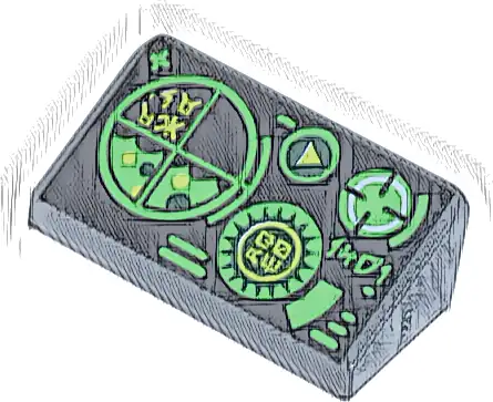 Slope 30 1 x 2 x 2/3 with Green Gauges and Radar Screen on Black Background Pattern