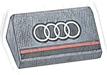 Slope 30 1 x 2 x 2/3 with Black and Red Stripes and White Audi Logo Pattern