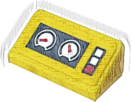 Slope 30 1 x 2 x 2/3 with Red and White Buttons and Gauges on Black Background Pattern (Sticker) - Set 60407