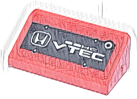 Slope 30 1 x 2 x 2/3 with White Honda Logo, 'DOHC VTEC' and Silver Rivets on Black Background Pattern (Sticker) - Set 77241