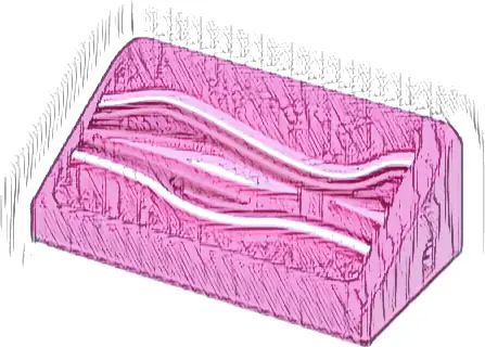 Slope 30 1 x 2 x 2/3 with White, Magenta and Bright Pink Wavy Lines Pattern Model Left Side (Sticker) - Set 77241