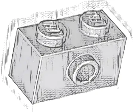Brick, Modified 1 x 2 with Stud on Side with Bottom Stud Holder