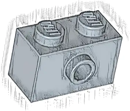 Brick, Modified 1 x 2 with Stud on Side with Bottom Stud Holder