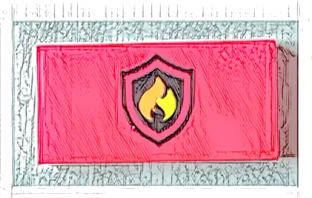 Tile 2 x 4 with Black and Yellow Fire Logo Badge Pattern (Sticker) - Set 60004