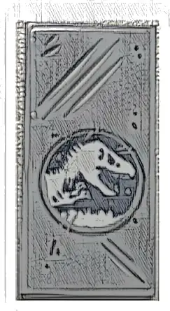 Tile 2 x 4 with Jurassic World Logo and Scratch Marks Pattern (Sticker) - Set 75926