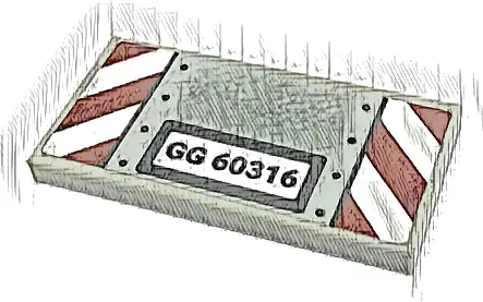 Tile 2 x 4 with 'GG 60316', Black Dots, Dark Red and White Danger Stripes Pattern (Sticker) - Set 60316