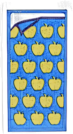 Tile 2 x 4 with Blue Blanket with Gold Apples Pattern (Sticker) - Set 43205