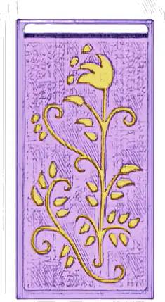 Tile 2 x 4 with Medium Lavender Blanket with Gold Flowers, Stems, and Leaves Pattern (Sticker) - Set 43205