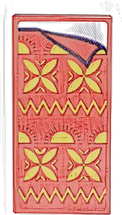 Tile 2 x 4 with Red Blanket with Gold Geometric Flowers and Zigzags Pattern (Sticker) - Set 43205