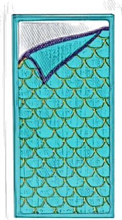Tile 2 x 4 with Dark Turquoise Blanket with Goldfish Scales Pattern (Sticker) - Set 43205