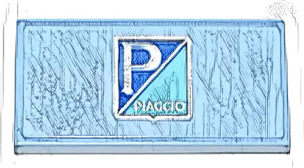 Tile 2 x 4 with Blue and Medium Azure Banner, Silver 'PIAGGIO' and Letter P Logo on Bright Light Blue Background Pattern (Sticker) - Set 10298