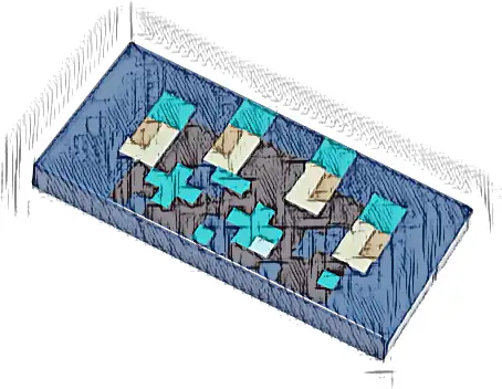 Tile 2 x 4 with Pixelated Black, Dark Turquoise, Tan and Dark Tan Lines and Shapes Pattern (Minecraft Warden Chest)