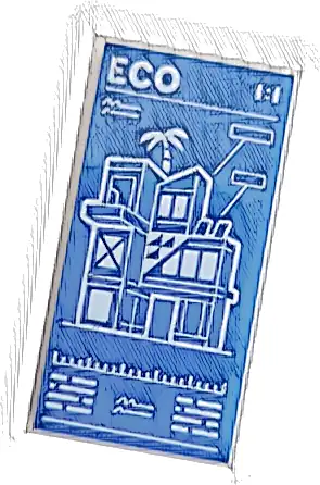 Tile 2 x 4 with White 'ECO 1:1' and City Apartment Building (Set 60365) Pattern