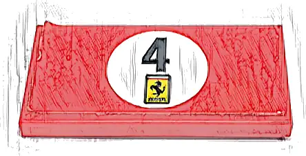 Tile 2 x 4 with Black Number 4 and Ferrari Logo in White Circle Pattern (Sticker) - Set 76906