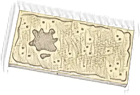 Tile 2 x 4 with Dark Tan Litter Pan, Splashes and Dots Pattern