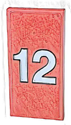 Tile 2 x 4 with White '12' with Black Outline Pattern (Sticker) - Set 10330