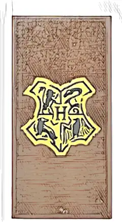 Tile 2 x 4 with Gold and Black Hogwarts Crest Pattern (Sticker) - Set 76425