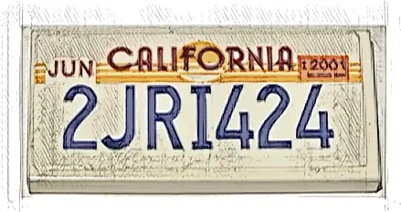 Tile 2 x 4 with License Plate 'CALIFORNIA', 'JUN', '2001' and '2JRI424' Pattern (Sticker) - Set 42111