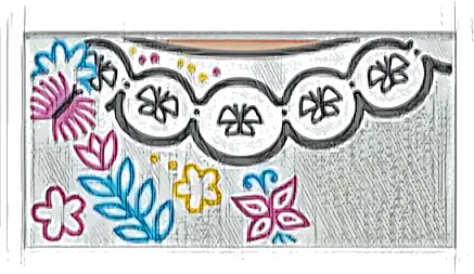 Tile 2 x 4 with Black Butterfly Necklace and Yellow, Medium Azure and Dark Pink Flowers and Leaves Pattern (BrickHeadz Mirabel Madrigal Torso)