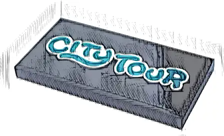 Tile 2 x 4 with Dark Turquoise and White 'CITY TOUR' Pattern (Sticker) - Set 60407