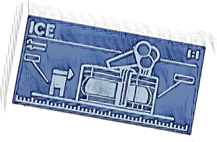 Tile 2 x 4 with White '1:1', 'ICE', Ruler, and Set 60363 Ice-Cream Shop Blueprint Pattern