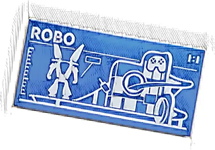 Tile 2 x 4 with Robot World (Set 60421) Blueprint with White 'ROBO' and '1:1' Pattern