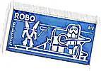 Część LEGO® 87079pb1454 Płytka 2 x 4 z Robot World (Zestaw 60421) planem technicznym z białym napisem 'ROBO' i '1:1' (wzór)